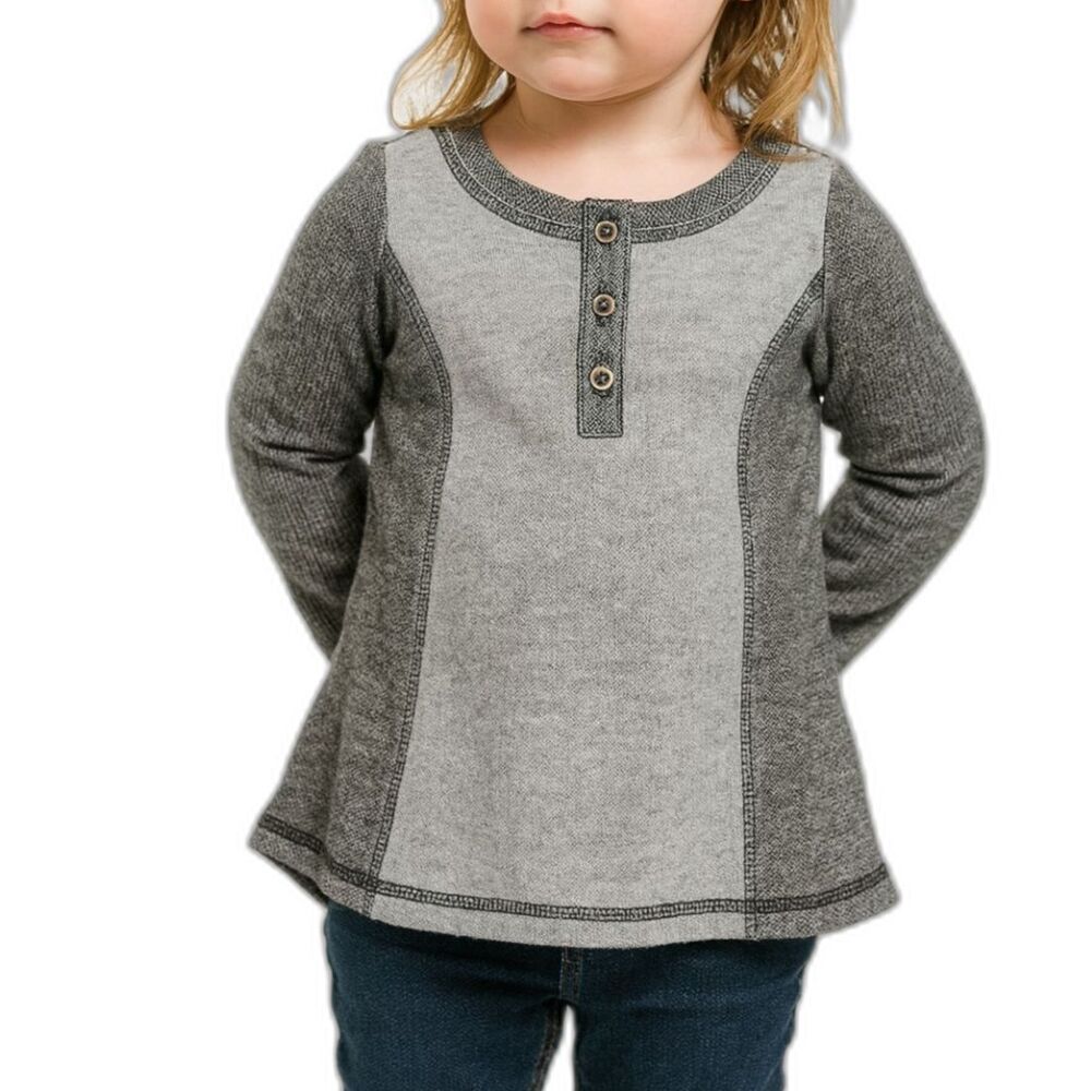🔥 5 for $30 🔥 Lilly Wicket Girls’ Gray Henley Tunic Top | 3T